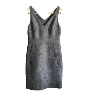 NICOLE FARHI | Gray Wool Blend Tweed V Neck Sheath Knee length Skirt | Size 10